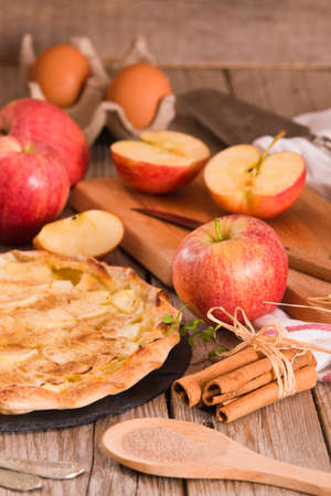 Apple tart with sugar cinnamon topping.の写真素材