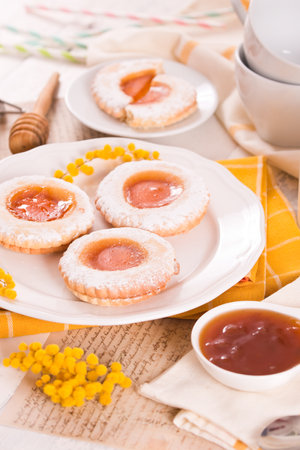 Jam filled butter cookies.の写真素材