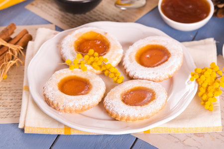 Jam filled butter cookies.の写真素材