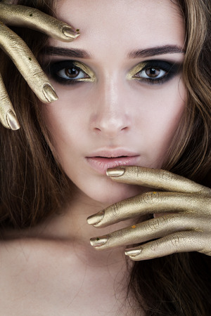 Cute Woman. Makeup. Face Close-upの写真素材