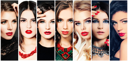 Women. Beauty Collage. Fashion Faces.の写真素材