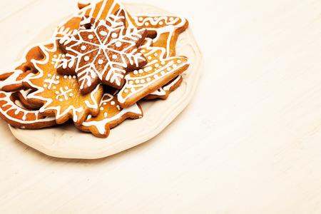 Christmas Cookie on Wooden Background with Copy Cpace