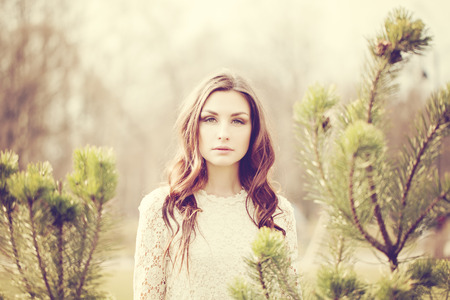 Pretty Woman Fashion Model Outdoors