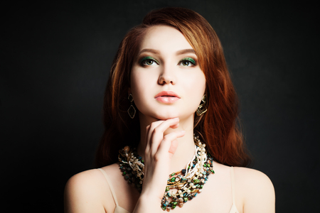 Red Hair Woman. Redhead, Makeup, Pretty Faceの写真素材