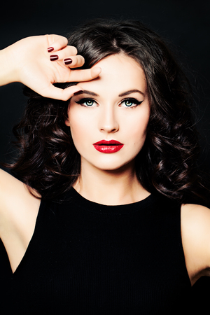 Stylish Woman. Makeup and Curly Hairの写真素材