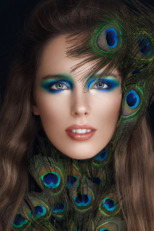 Glamorous Woman with Fashion Makeup. Face Closeupの写真素材