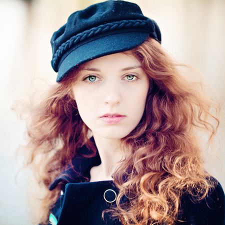 Gentle Young Woman Outdoorsの写真素材
