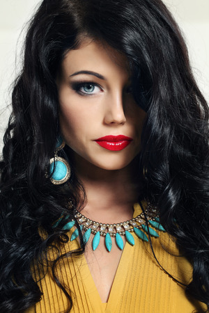 Young woman with beautiful shiny hairの写真素材