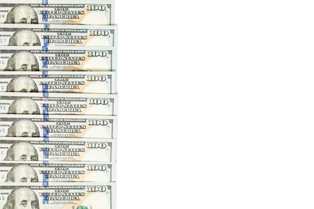 American Dollars 100 banknote border isolated