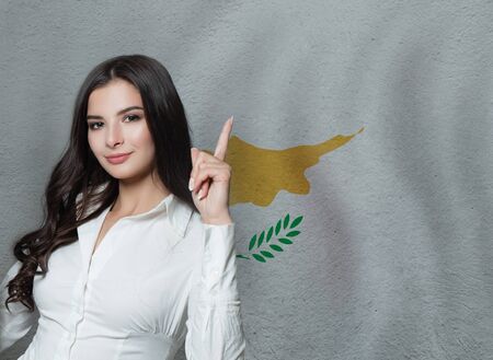 Woman with thumb up. Education or business conceptの写真素材