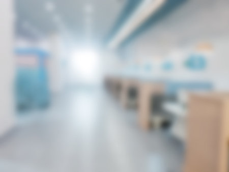 Abstract blurred bank office background, blur of bank receptionの写真素材