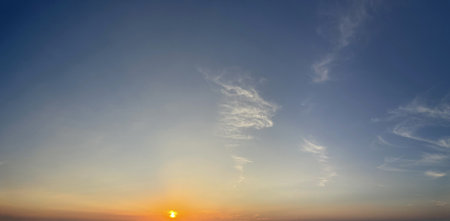 Beautiful sunset. Sun on blue sky