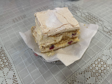 cake on the table. top view