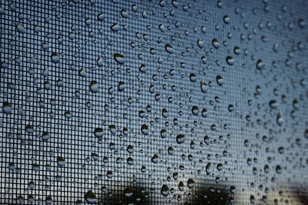 raindrops on the mosquito net. blue background