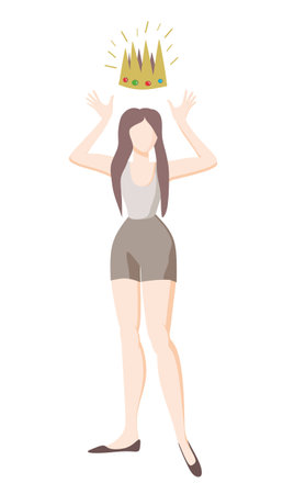 Girl in a crown on a white background. Vector illustration in flat style.のイラスト素材