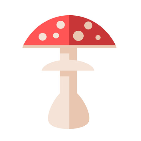 Fly agaric mushroom flat icon isolated on white background vector illustration in flat styleのイラスト素材