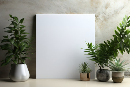 Mock up poster frame in interior with plants.の素材