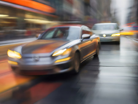 Car on the road with motion blur background, abstract background.の素材