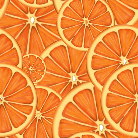 Orange slices seamless background. Citrus pattern. digital illustration.の写真素材