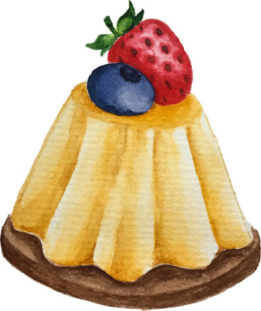 Illustration of a cake with strawberries and blueberries on a white backgroundのイラスト素材