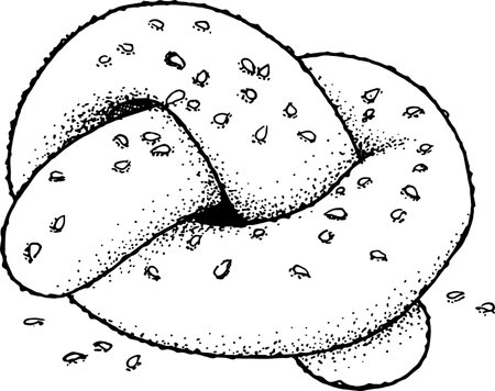 Illustration of a hand-drawn pretzel isolated on a white backgroundのイラスト素材
