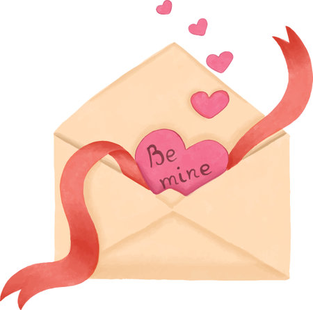 Valentines day card with love letter and hearts. vector illustration.のイラスト素材