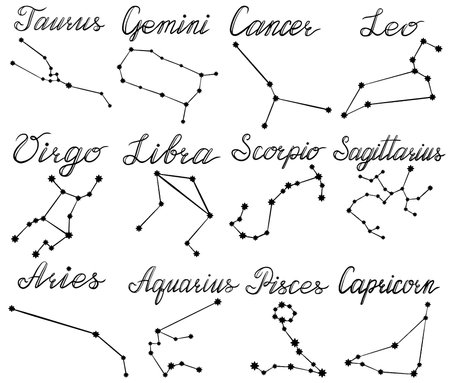 Zodiac signs. Set of constellations. vector illustration.