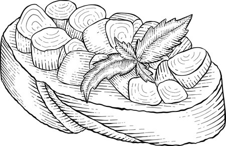 Set of hand drawn Italian food. Black and white vector illustration.のイラスト素材