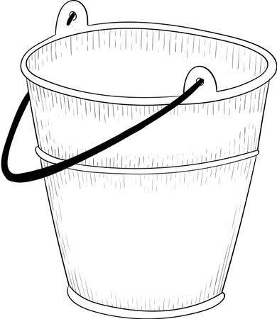 Illustration of a Bucket with a Handle on a white background.のイラスト素材