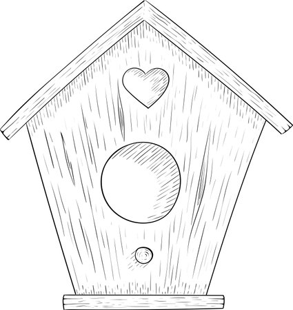 Hand drawn birdhouse on white background. Vector illustration of a birdhouse.のイラスト素材