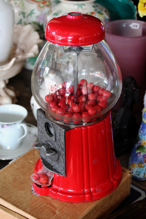 Red Vintage Gum Ball Machine Antique Retroの写真素材