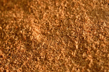 closeup of sawdust, shredded wood with different unevennessの写真素材