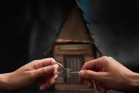 Handing over the keys when buying a houseの写真素材