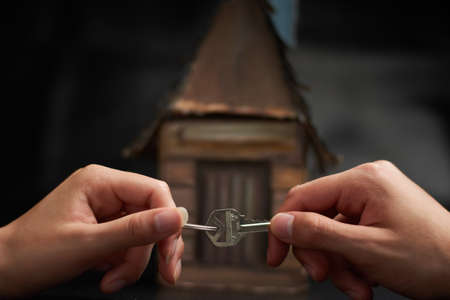 Handing over the keys when buying a houseの写真素材