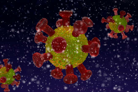 Covid-19 virus at low temperatures with snowの写真素材