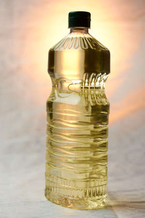 edible oil bottle on a fuzzy backgroundの写真素材