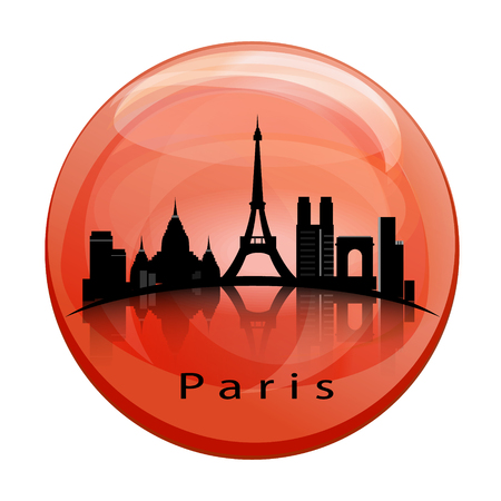 Paris City skyline with reflection in the globe.のイラスト素材