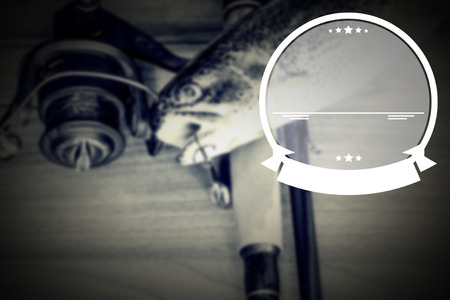 items for fishing, has a template, vintage effectの写真素材