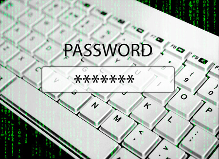 A set of the password for the browser Internet, cyberspace with green digital falling lines