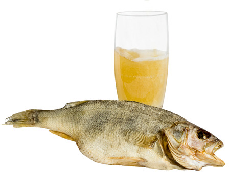 dried fish perch, cold beer, dried fish used as snacks for beerの写真素材