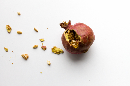 dried pomegranate on a white background, isolatedの写真素材