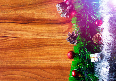 Wooden background by New year.New Year's goals with colorful decorations.の写真素材