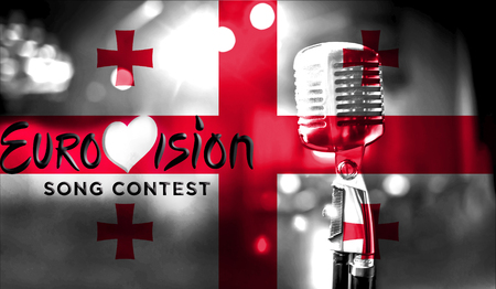 Photos banner with the official logo of the Eurovision Song Contest in the Georgia flag. Belarus,01 March 2017のeditorial素材