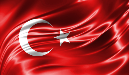 Grunge colorful background, flag of Turkey. Close-up, fluttering downwind