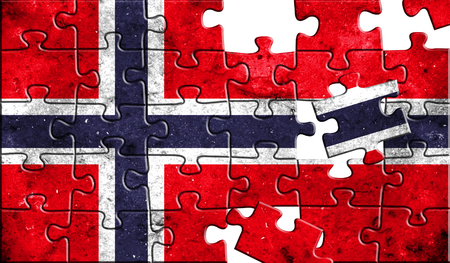 Flag of Norway ,realistic puzzle effect. 3D illustration.の写真素材
