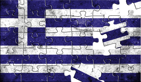 Flag of Greece,realistic puzzle effect. 3D illustration.の写真素材