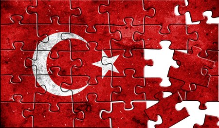 Flag of Turkey,realistic puzzle effect. 3D illustration.の写真素材
