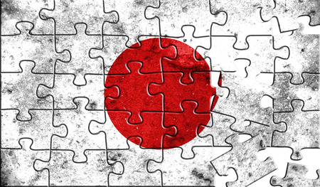 Flag of Japan,realistic puzzle effect. 3D illustration.の写真素材