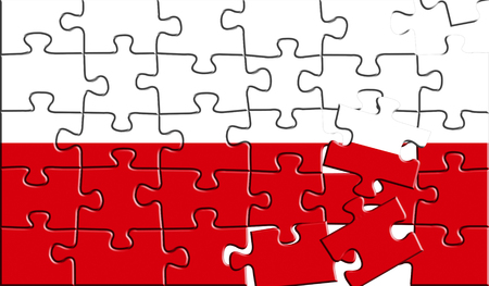 Flag of Poland,realistic puzzle effect. 3D illustration.の写真素材