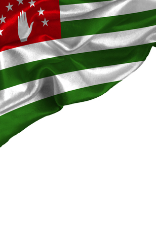 Grunge colorful flag Abkhazia with copyspace for your text or images,isolated on white background. Close up, fluttering downwind.の写真素材